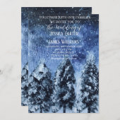 Winter Forest Woodland Pine Trees Bruiloft Kaart (Voorkant / Achterkant)