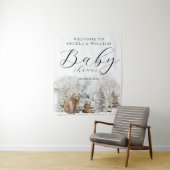 Winter Forest Woodland Rustic Baby Shower Welcome Wandkleed (In situ)