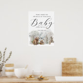 Winter Forest Woodland rustiek Baby shower Welkom Poster (Keuken)
