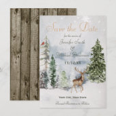 Winter Forest Woodland Save the Date (Voorkant / Achterkant)