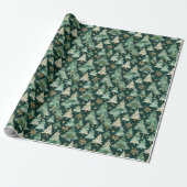 Winter Forest Wrapping Paper on Dark Background Cadeaupapier (Uitgerold)