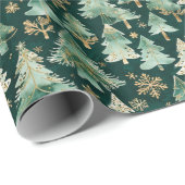 Winter Forest Wrapping Paper on Dark Background Cadeaupapier (Rol Hoek)