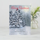 Winter ForestSneeuw bedekte dennenbomen Feestdagenkaart (Staand voorkant)