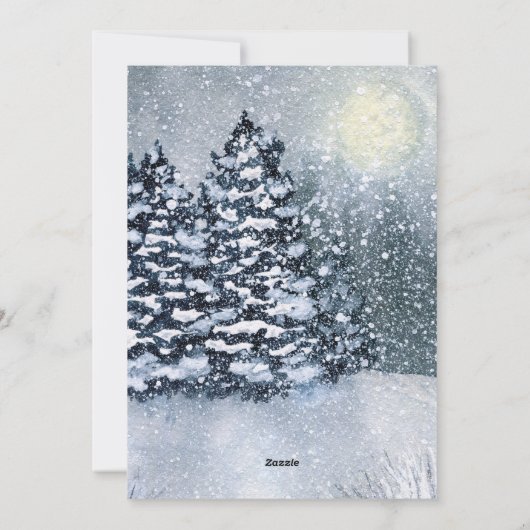 Winter ForestSneeuw bedekte dennenbomen Feestdagenkaart (Achterkant)