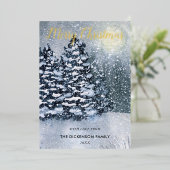 Winter ForestSneeuw bedekte dennenbomen Folie Feestdagenkaart (Staand Voorkant)