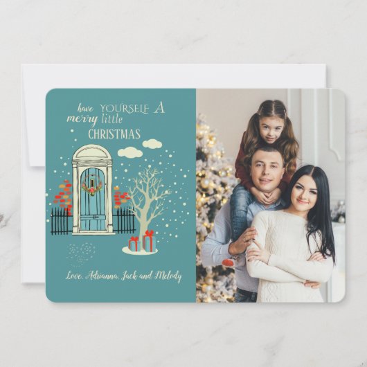 Winter Foto aan de Voordeur Kerstkaart Kaart (Voorkant)