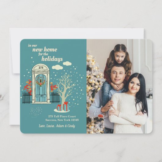 Winter Foto aan de Voordeur Kerstkaart Kaart (Voorkant)