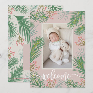 Winter Foto geboorteaankondigingen Feestdagenkaart