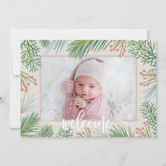 Winter Foto geboorteaankondigingen Feestdagenkaart (Voorkant)