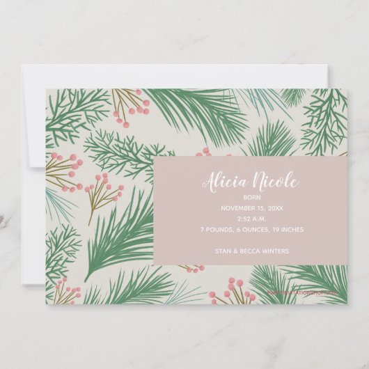 Winter Foto geboorteaankondigingen Feestdagenkaart (Achterkant)