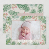 Winter Foto geboorteaankondigingen Feestdagenkaart (Voorkant / Achterkant)