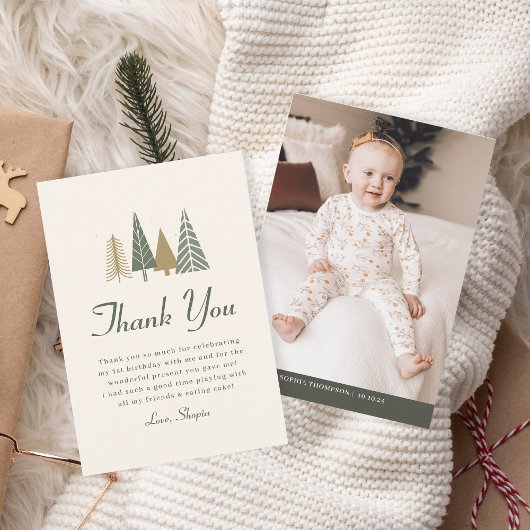 Winter Foto Kinder Verjaardag Bedankkaart