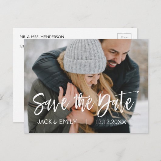 Winter Foto Save the Date Kaart (Voorkant / Achterkant)