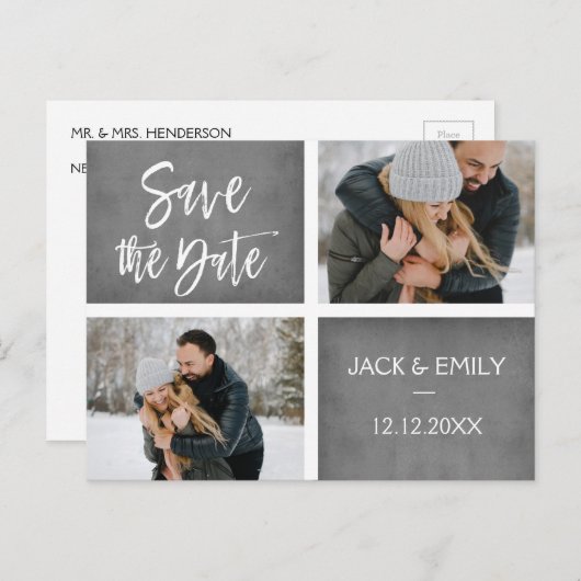 Winter Foto Save the Date Kaart (Voorkant / Achterkant)