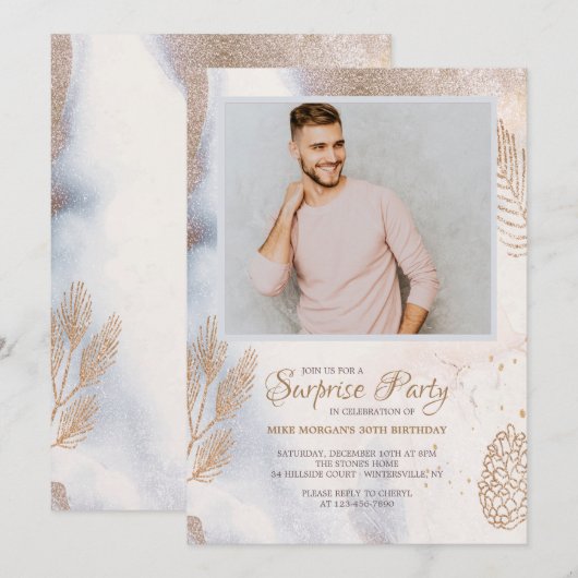 Winter Foto van Birthday Party Kaart (Voorkant / Achterkant)