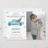 Winter Foto Wonderland Truck Birthday Invitations Kaart (Voorkant)