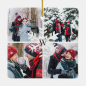 Winter Fotocollage Aandenken Monogram Kerstmis Keramisch Ornament (Achterkant)