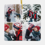 Winter Fotocollage Aandenken Monogram Kerstmis Keramisch Ornament (Voorkant)