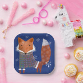 Winter Fox 7-inch vierkant papier Bord (Feest)