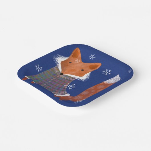 Winter Fox 7-inch vierkant papier Bord (Gebogen)