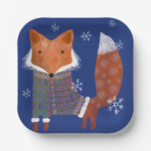 Winter Fox 7-inch vierkant papier Bord