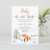 Winter Fox Baby Het is koud buiten Baby shower Kaart (Staand voorkant)