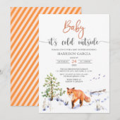 Winter Fox Baby Het is koud buiten Baby shower Kaart (Voorkant / Achterkant)