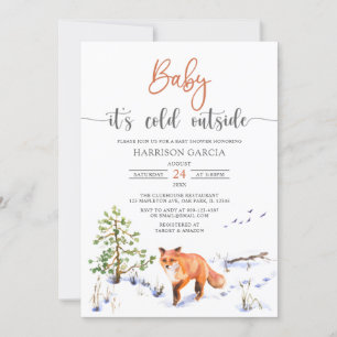 Winter Fox Baby Het is koud buiten Baby shower Kaart