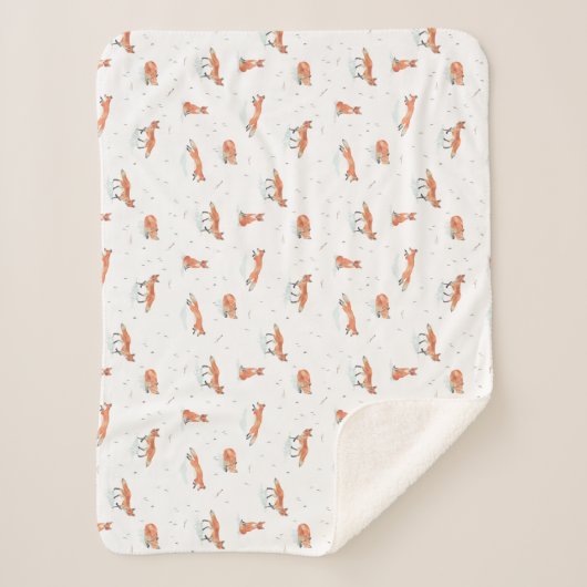 Winter Fox Baby Sherpa Deken (Voorkant)