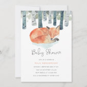 Winter Fox Baby shower Invitation Kaart (Voorkant)