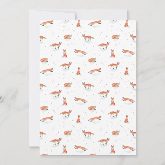 Winter Fox Baby shower Invitation Kaart (Achterkant)
