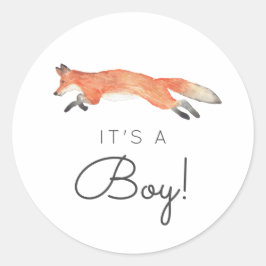 Winter Fox Baby shower Ronde Sticker