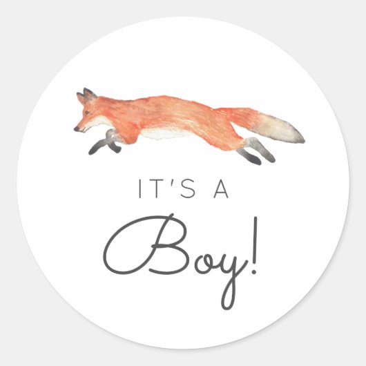 Winter Fox Baby shower Ronde Sticker (Voorkant)