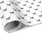 Winter Fox Black en White Patterned Cadeaupapier (Rol Hoek)
