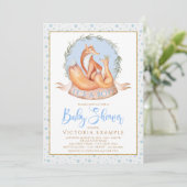 Winter Fox Boy Herfst Winter Baby Shower Uitnodigi Kaart (Staand voorkant)