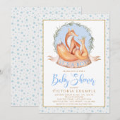 Winter Fox Boy Herfst Winter Baby Shower Uitnodigi Kaart (Voorkant / Achterkant)