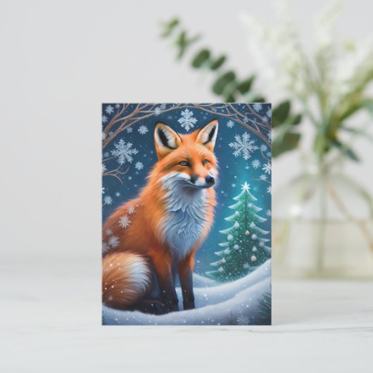 Winter Fox Briefkaart (Staand voorkant)