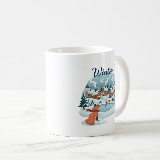 Winter Fox Ceramic Mug (11oz) Koffiemok (Voorkant rechts)
