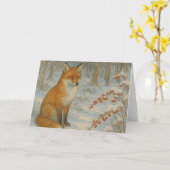 Winter Fox Christmas Kaart (Gele Bloem)