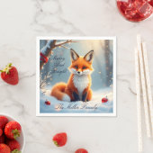 Winter Fox Christmas Paper Napkin – Customizable Servet (Insitu)