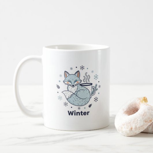 Winter Fox Coffee Mug – Cute Snowflake Ceramic Mug Koffiemok (Met donut)