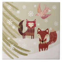 Winter Fox en Dove Ceramic Kitchen Tegel