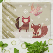 Winter Fox en Dove Kitchen Towel