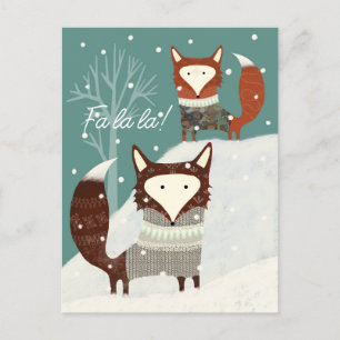 Winter Fox en Fa La Vakantie Briefkaart