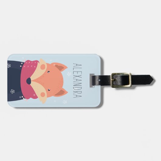 Winter Fox gepersonaliseerde tas Label | hemel Bagagelabel (Voorkant horizontaal)