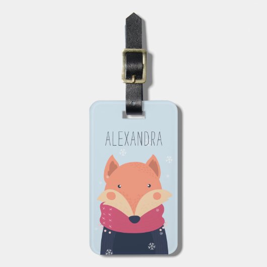 Winter Fox gepersonaliseerde tas Label | hemel Bagagelabel (Voorkant verticaal)