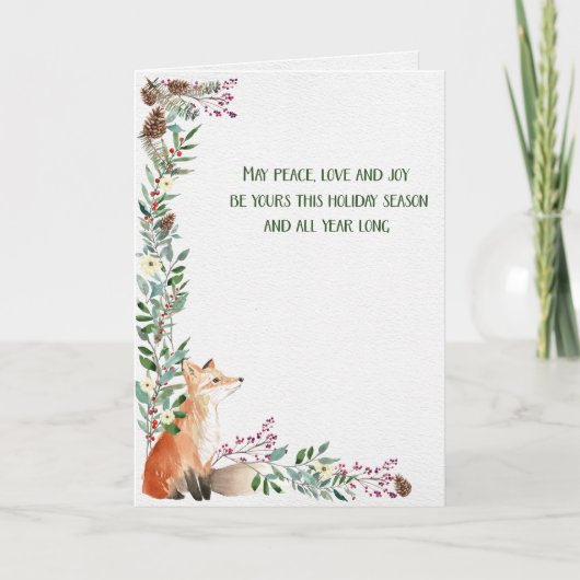 Winter Fox Holiday Foliage Lijst kerstkaart Feestdagen Kaart (Voorkant)
