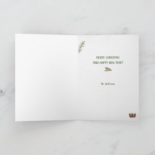 Winter Fox Holiday Foliage Lijst kerstkaart Feestdagen Kaart (Binnen)