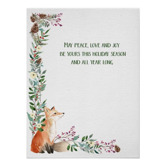 Winter Fox Holiday Foliage Lijst Kerstmis Perfect Poster (Voorkant)