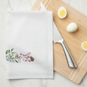 Winter Fox Holiday Foliage Lijst Kerstmis Theedoek (Quarter Fold)